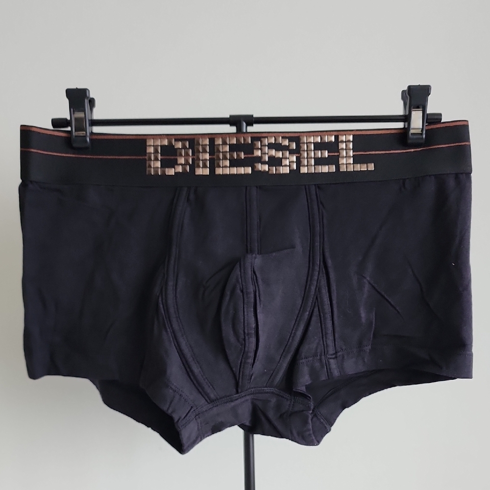 Diesel Men's Black Boxer Briefs with Logo Waistband